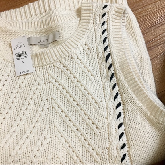 LOFT Ann Taylor Womens Cable Knit Sweater Tank Ivory